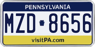 PA license plate MZD8656