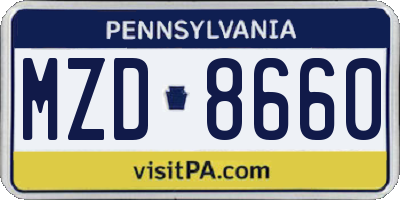 PA license plate MZD8660