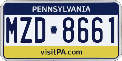 PA license plate MZD8661