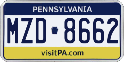 PA license plate MZD8662