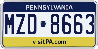 PA license plate MZD8663