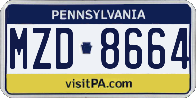 PA license plate MZD8664