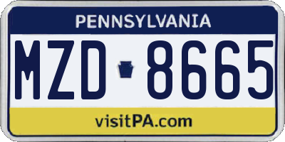 PA license plate MZD8665