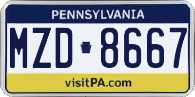 PA license plate MZD8667