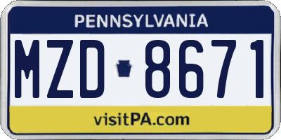 PA license plate MZD8671