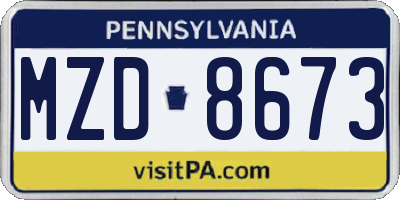 PA license plate MZD8673