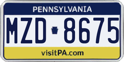 PA license plate MZD8675