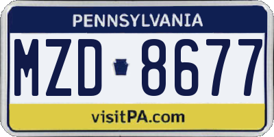 PA license plate MZD8677