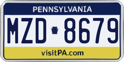 PA license plate MZD8679