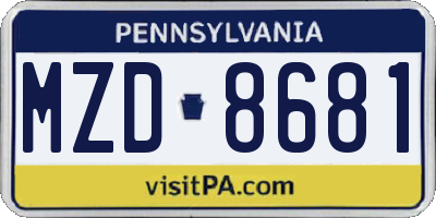 PA license plate MZD8681