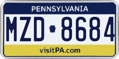 PA license plate MZD8684