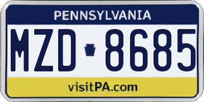 PA license plate MZD8685