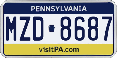 PA license plate MZD8687
