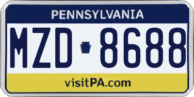 PA license plate MZD8688