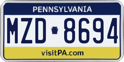 PA license plate MZD8694