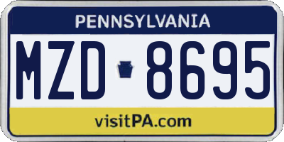 PA license plate MZD8695