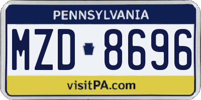 PA license plate MZD8696
