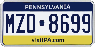 PA license plate MZD8699