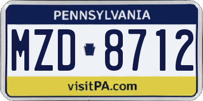 PA license plate MZD8712