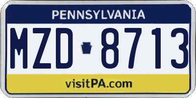 PA license plate MZD8713