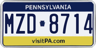PA license plate MZD8714