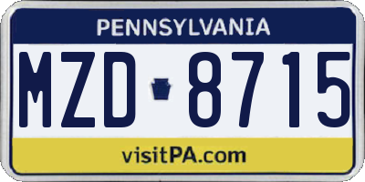 PA license plate MZD8715