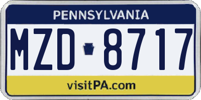 PA license plate MZD8717