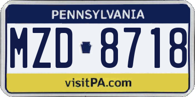 PA license plate MZD8718