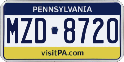 PA license plate MZD8720