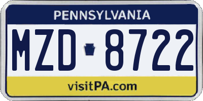 PA license plate MZD8722