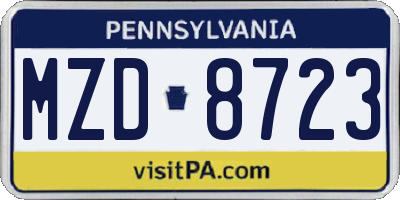 PA license plate MZD8723