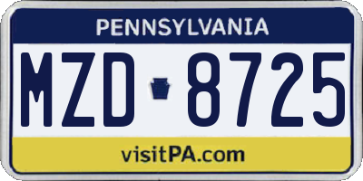 PA license plate MZD8725