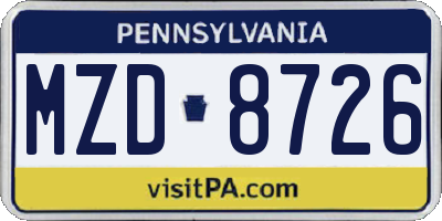 PA license plate MZD8726