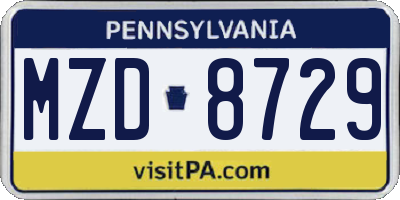 PA license plate MZD8729
