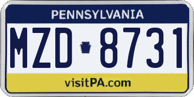 PA license plate MZD8731
