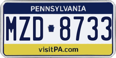 PA license plate MZD8733