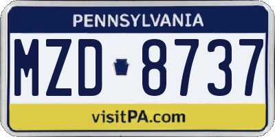 PA license plate MZD8737