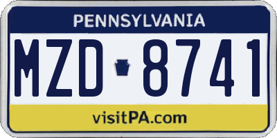 PA license plate MZD8741