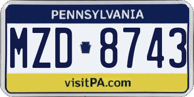 PA license plate MZD8743