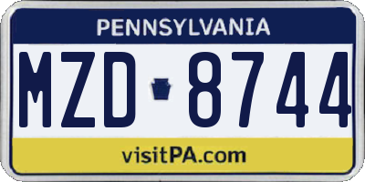 PA license plate MZD8744