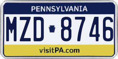 PA license plate MZD8746