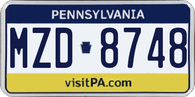 PA license plate MZD8748