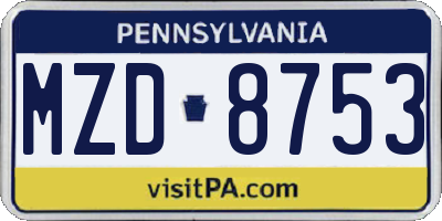 PA license plate MZD8753