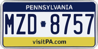 PA license plate MZD8757