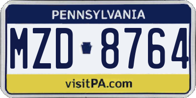 PA license plate MZD8764