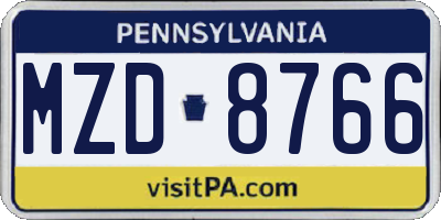 PA license plate MZD8766