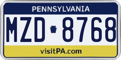 PA license plate MZD8768