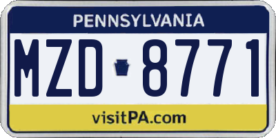 PA license plate MZD8771
