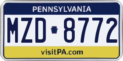 PA license plate MZD8772