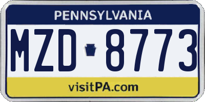 PA license plate MZD8773